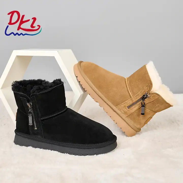 New Style Cow Suede Thick Sole Wool Women Snow Boots Wholesale Light Trend Women Large Size Snow Boots