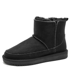 Wholesale New Winter Fashion Cowhide Snow Boots Slip-On Wool Thickened Warm Men's Snow Leather Winter Boots