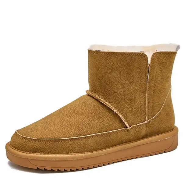 Wholesale New Winter Fashion Cowhide Snow Boots Slip-On Wool Thickened Warm Men's Snow Leather Winter Boots