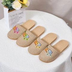 New Summer Home Breathable Light Linen Slippers For Women And Men Anti-Slip Comfortable Indoor Linen Slippers