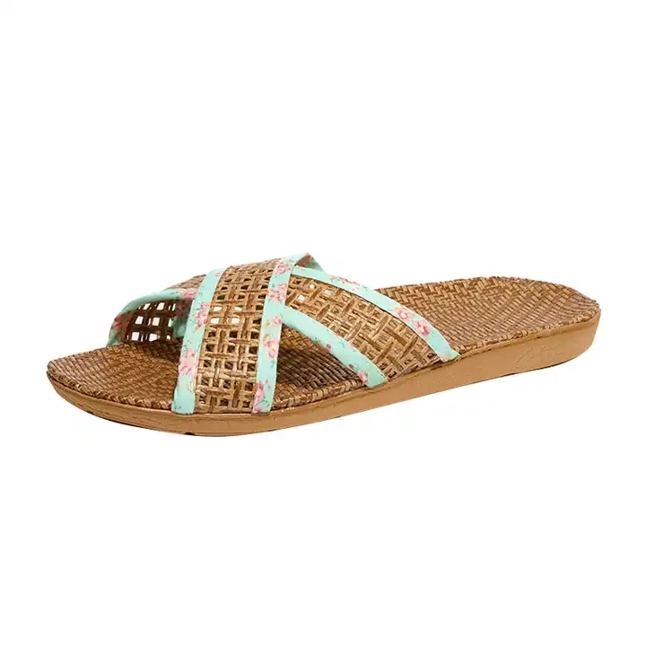 Summer indoor anti slip EVA outsole linen woven slippers couples linen slipper for men and women in flooring for home