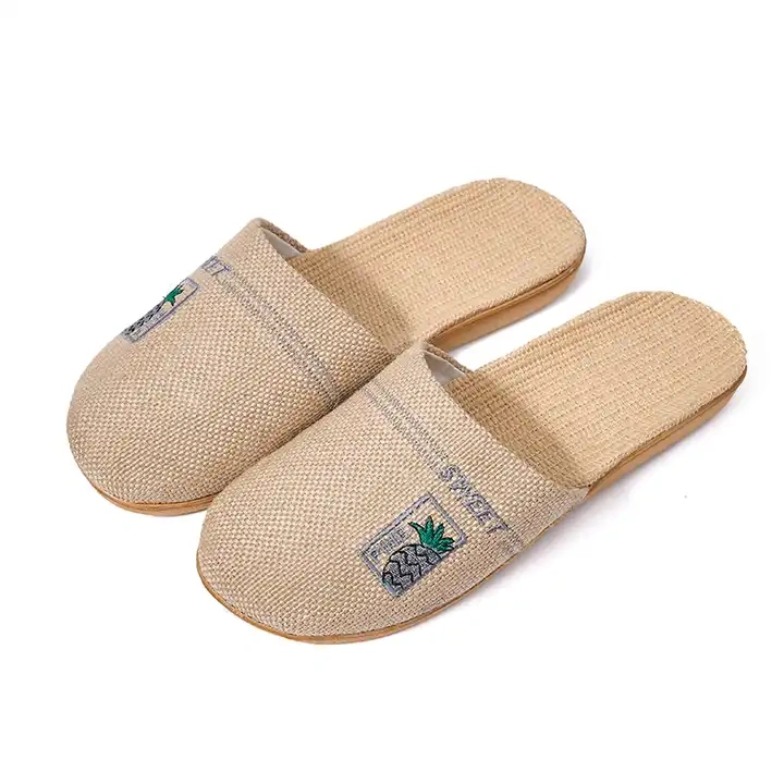 New Summer Home Breathable Light Linen Slippers For Women And Men Anti-Slip Comfortable Indoor Linen Slippers