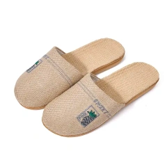 New Summer Home Breathable Light Linen Slippers For Women And Men Anti-Slip Comfortable Indoor Linen Slippers