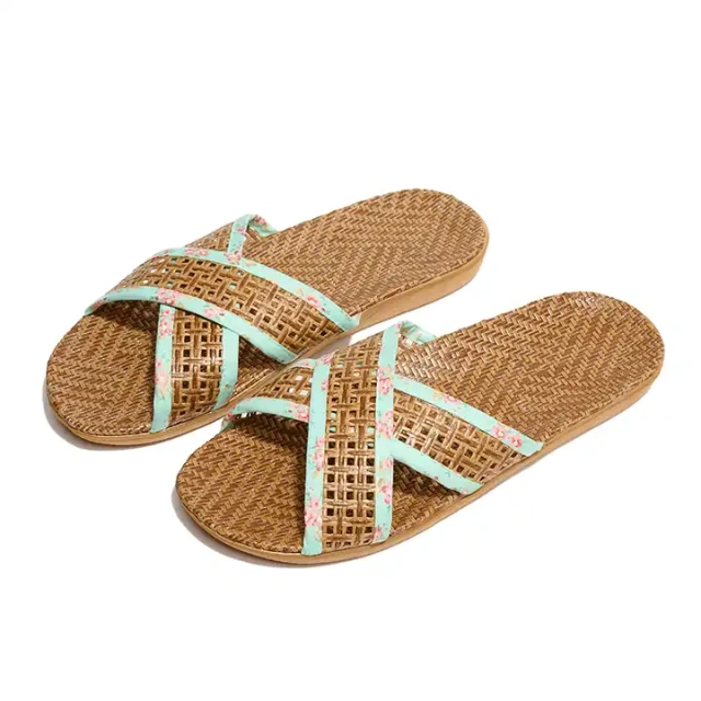 Summer indoor anti slip EVA outsole linen woven slippers couples linen slipper for men and women in flooring for home