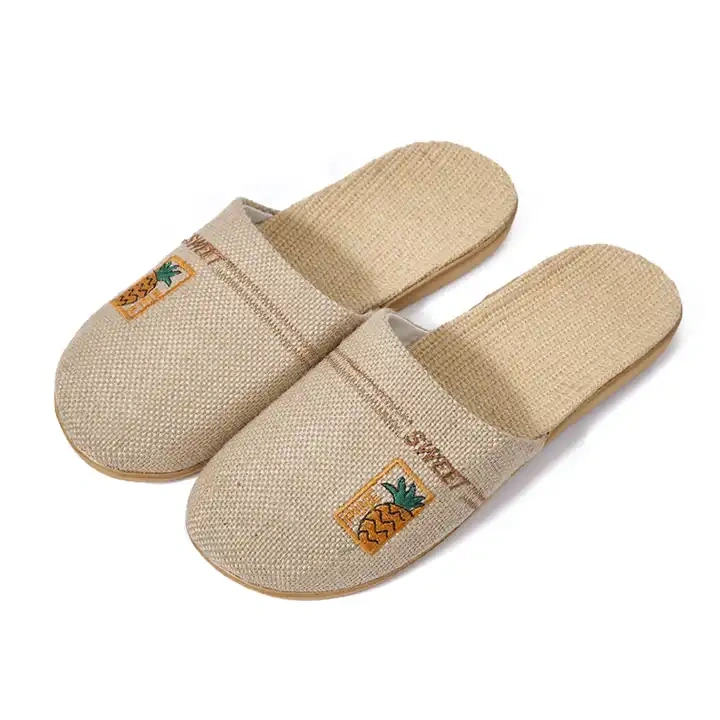 New Summer Home Breathable Light Linen Slippers For Women And Men Anti-Slip Comfortable Indoor Linen Slippers