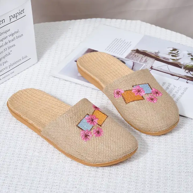 New Summer Home Breathable Light Linen Slippers For Women And Men Anti-Slip Comfortable Indoor Linen Slippers