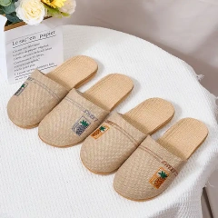 New Summer Home Breathable Light Linen Slippers For Women And Men Anti-Slip Comfortable Indoor Linen Slippers