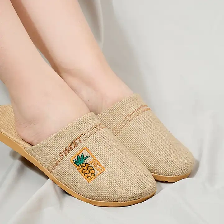 New Summer Home Breathable Light Linen Slippers For Women And Men Anti-Slip Comfortable Indoor Linen Slippers