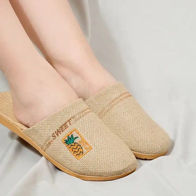New Summer Home Breathable Light Linen Slippers For Women And Men Anti-Slip Comfortable Indoor Linen Slippers