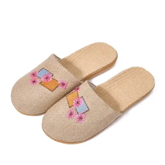 New Summer Home Breathable Light Linen Slippers For Women And Men Anti-Slip Comfortable Indoor Linen Slippers