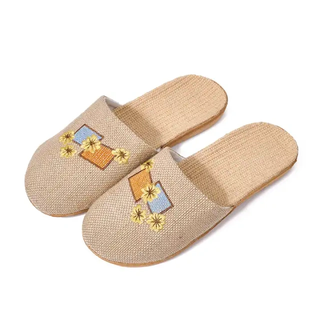 New Summer Home Breathable Light Linen Slippers For Women And Men Anti-Slip Comfortable Indoor Linen Slippers