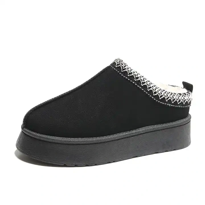 Wholesale Thick Flat Outsole Winter Warm Women Plush Slippers Fashion Cushioning Slip-on Indoor Plush Slippers