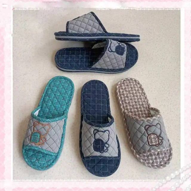 Wholesale Thickened Cotton Fabric Home Cartoon Slippers Soft Silent Bedroom Comfortable Couple Slippers