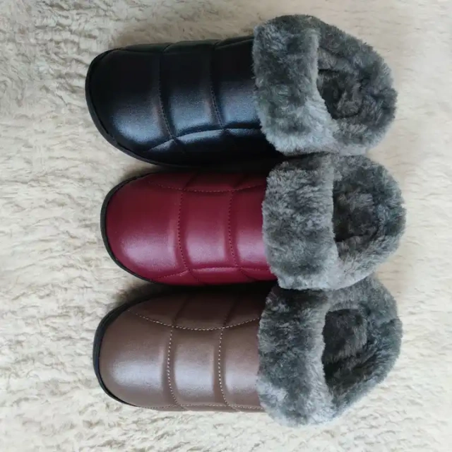 Anti-slip Solid Color Home Warm Plush Slippers For Women Comfortable Flat Soft Fur Plush Ladies Slippers