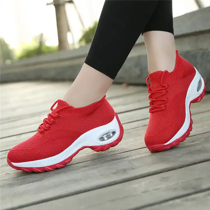 Knitting Women Casual Shoes Fashion Design Sports Breathable Elastic Force Bottom Shoes