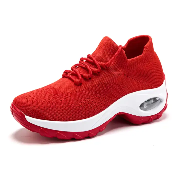 Knitting Women Casual Shoes Fashion Design Sports Breathable Elastic Force Bottom Shoes