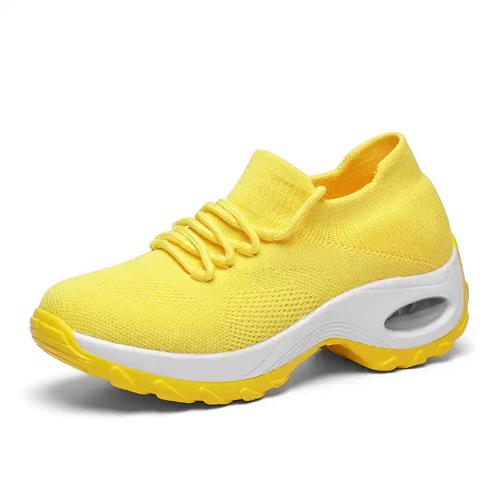 Knitting Women Casual Shoes Fashion Design Sports Breathable Elastic Force Bottom Shoes