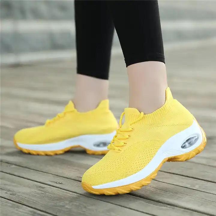 Knitting Women Casual Shoes Fashion Design Sports Breathable Elastic Force Bottom Shoes
