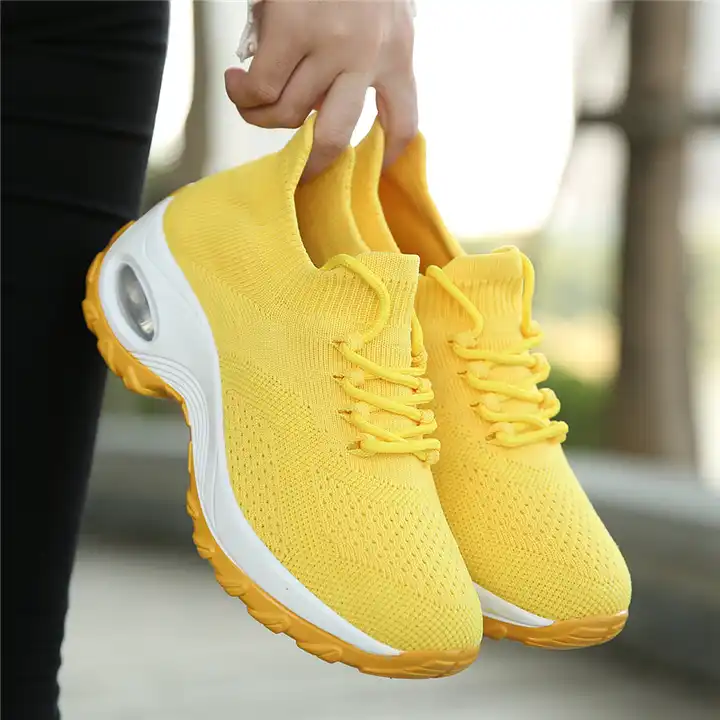 Knitting Women Casual Shoes Fashion Design Sports Breathable Elastic Force Bottom Shoes