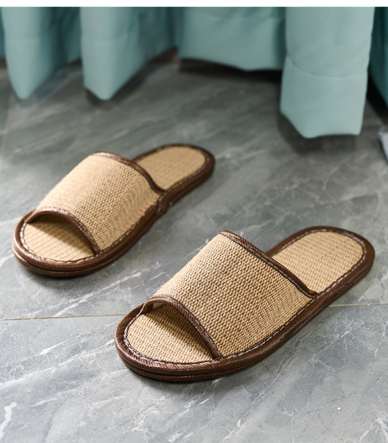 Indoor Slippers Wooden Floor Cotton Linen Slippers Home Anti-slip Silent Linen Woven Sweat-absorbing Breathable Slippers