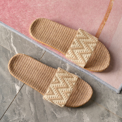 Wholesale Silent Soft-sole Home Slippers Non-slip Linen Weaving Rattan Cool Slippers Summer Indoor Slippers