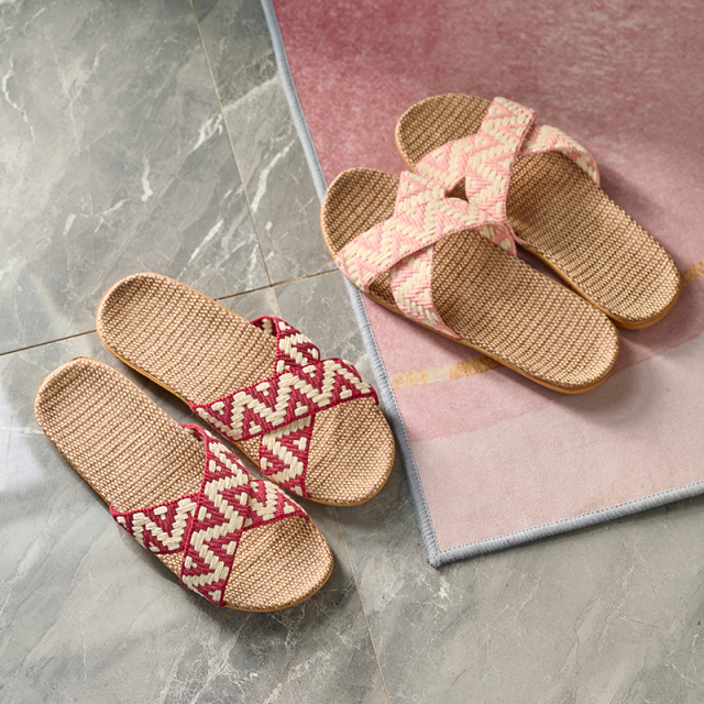 Trendy Home Wooden Floor Silent Rattan Slippers Wholesale Summer Living Room Sandals Woven Thick Sole Slippers