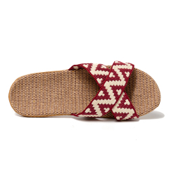 Trendy Home Wooden Floor Silent Rattan Slippers Wholesale Summer Living Room Sandals Woven Thick Sole Slippers