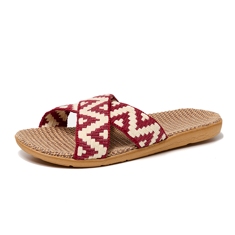 Trendy Home Wooden Floor Silent Rattan Slippers Wholesale Summer Living Room Sandals Woven Thick Sole Slippers