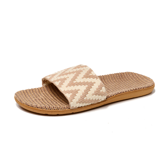 Wholesale Silent Soft-sole Home Slippers Non-slip Linen Weaving Rattan Cool Slippers Summer Indoor Slippers
