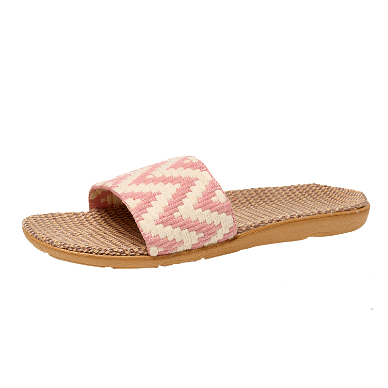 Wholesale Silent Soft-sole Home Slippers Non-slip Linen Weaving Rattan Cool Slippers Summer Indoor Slippers