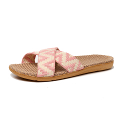Trendy Home Wooden Floor Silent Rattan Slippers Wholesale Summer Living Room Sandals Woven Thick Sole Slippers