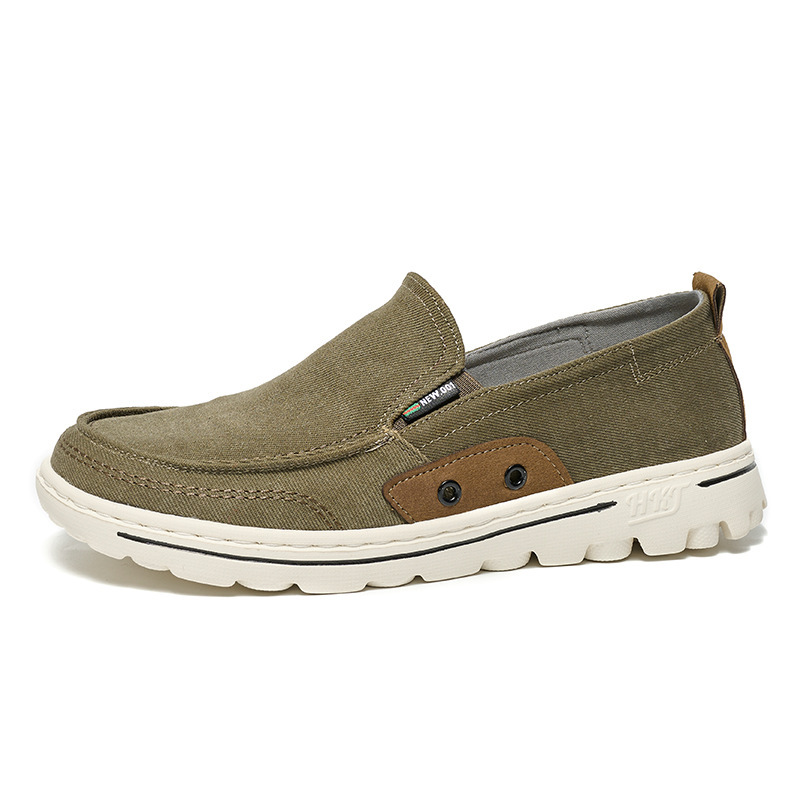 Spring New Canvas Shoes Men Breathable Comfortable Cloth Shoes Slip-on Ankle Lazy Soft Soled Board Shoes Wholesale