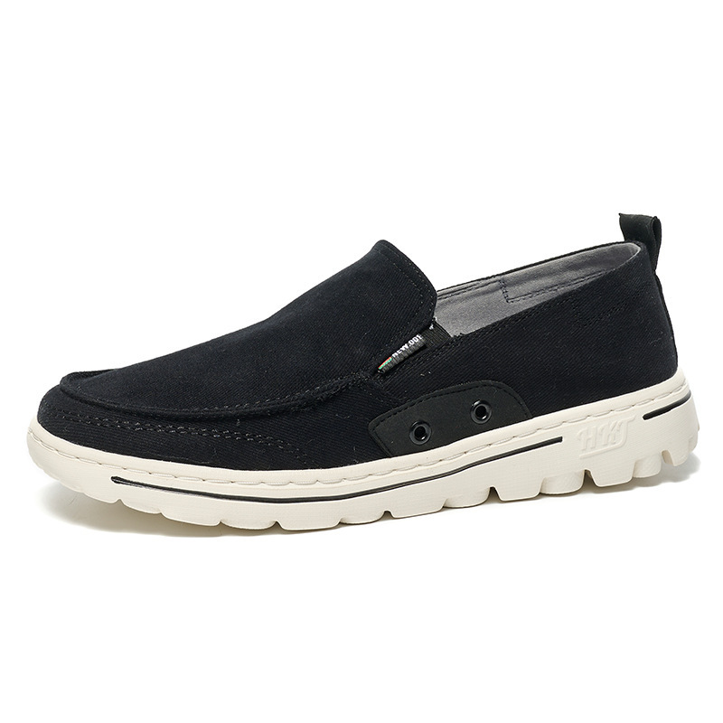 Spring New Canvas Shoes Men Breathable Comfortable Cloth Shoes Slip-on Ankle Lazy Soft Soled Board Shoes Wholesale