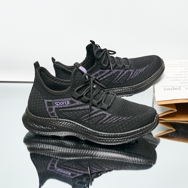 New Spring And Autumn Fly-woven Casual Shoes Comfortable Running Sports Women's Shoes Wholesale Breathable Women's Single Shoes