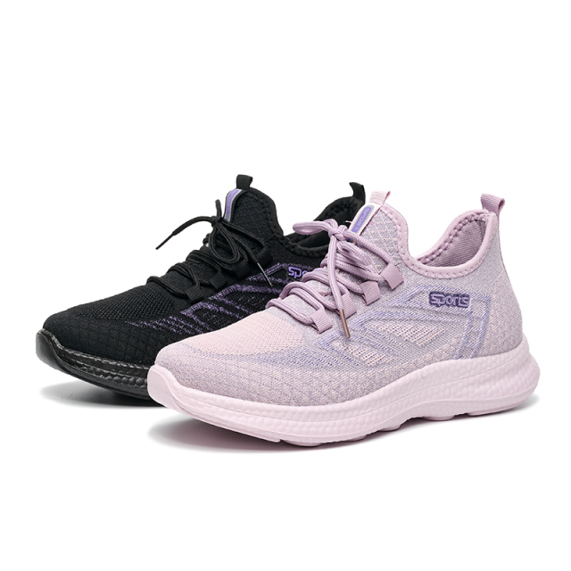New Spring And Autumn Fly-woven Casual Shoes Comfortable Running Sports Women's Shoes Wholesale Breathable Women's Single Shoes