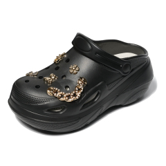 Shiny Metallic Decorations Eva Light Breathable Beach Sandals For Girls Thick Soles Height Increasing Garden Shoes Slippers