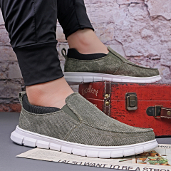 Wholesale Breathable Canvas Loafers Men's Shoes Slip-on Sweat Absorbent Large-size Men's Walking Style Casual Shoes
