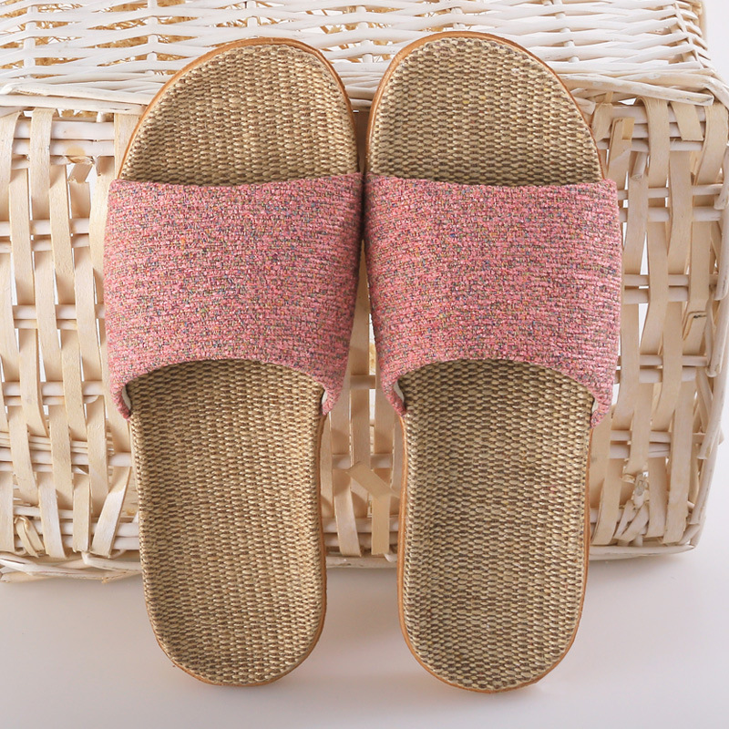 Wholesale Couple Large Size Indoor Slippers Wooden Floor Cotton Linen Slippers Home Non-slip Men And Women Linen Slippers