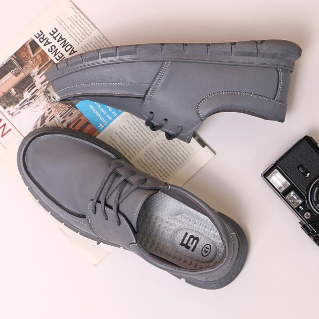 High Quality Rubber Sole Lace Up Fashion Comfortable Casual Leather Slip-on Office Leather Chunky Dress Shoes For Men