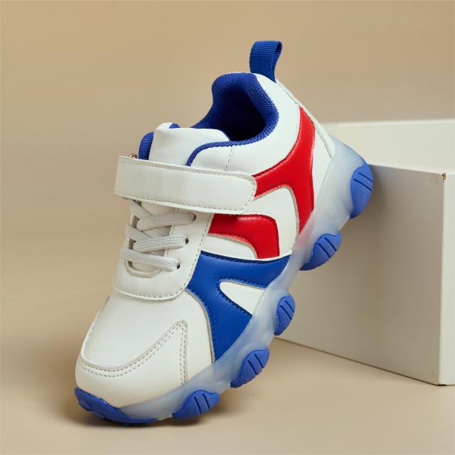 Wholesale New Trend High Quality Leather Children's Casual Shoes Cool New Kids Sport Shoes Soft Sole With Flash Light