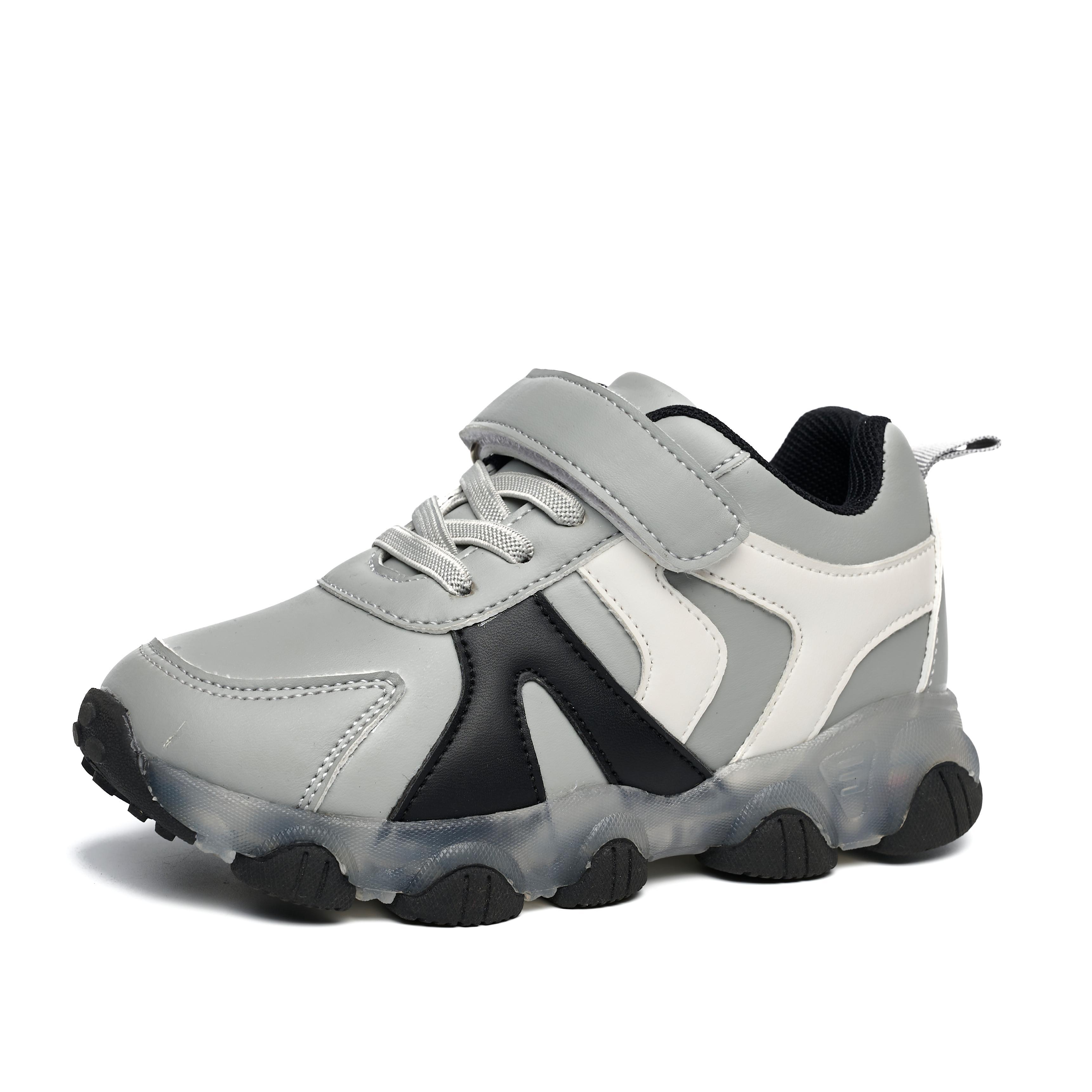 Wholesale New Trend High Quality Leather Children's Casual Shoes Cool New Kids Sport Shoes Soft Sole With Flash Light