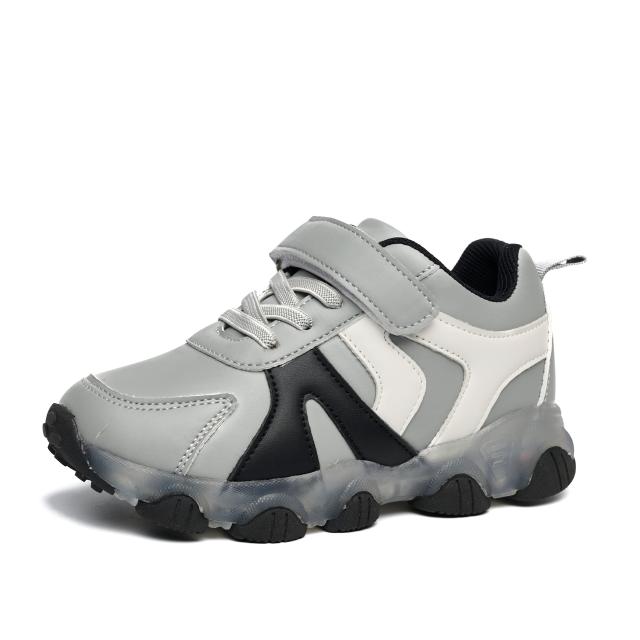 Wholesale New Trend High Quality Leather Children's Casual Shoes Cool New Kids Sport Shoes Soft Sole With Flash Light