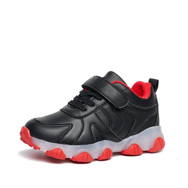 Wholesale New Trend High Quality Leather Children's Casual Shoes Cool New Kids Sport Shoes Soft Sole With Flash Light