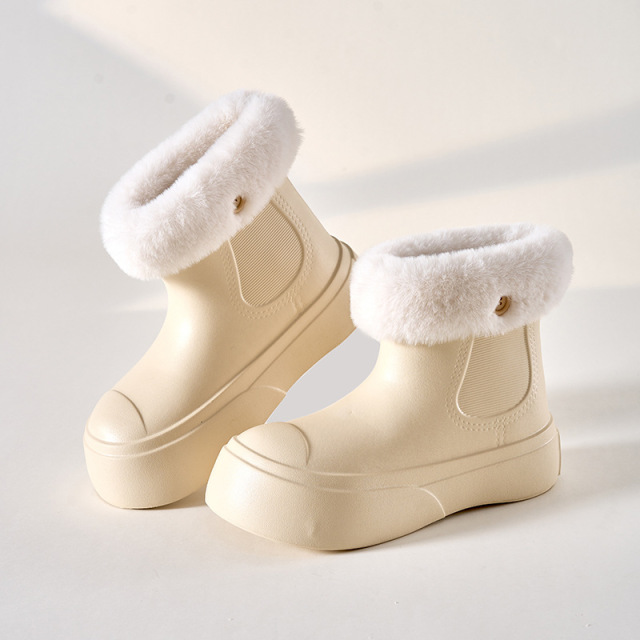 Waterproof Non-slip Snow Boots Removable Warm Plush Lining Cotton Slippers Outdoor Windproof Platform Snow Boots For Girls