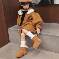 Manufacturers Customized Children's Snow Boots Women's Warm Thick Cotton Shoes Genuine Leather Wool Ankle Snow Boots