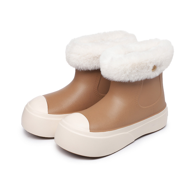 Waterproof Non-slip Snow Boots Removable Warm Plush Lining Cotton Slippers Outdoor Windproof Platform Snow Boots For Girls