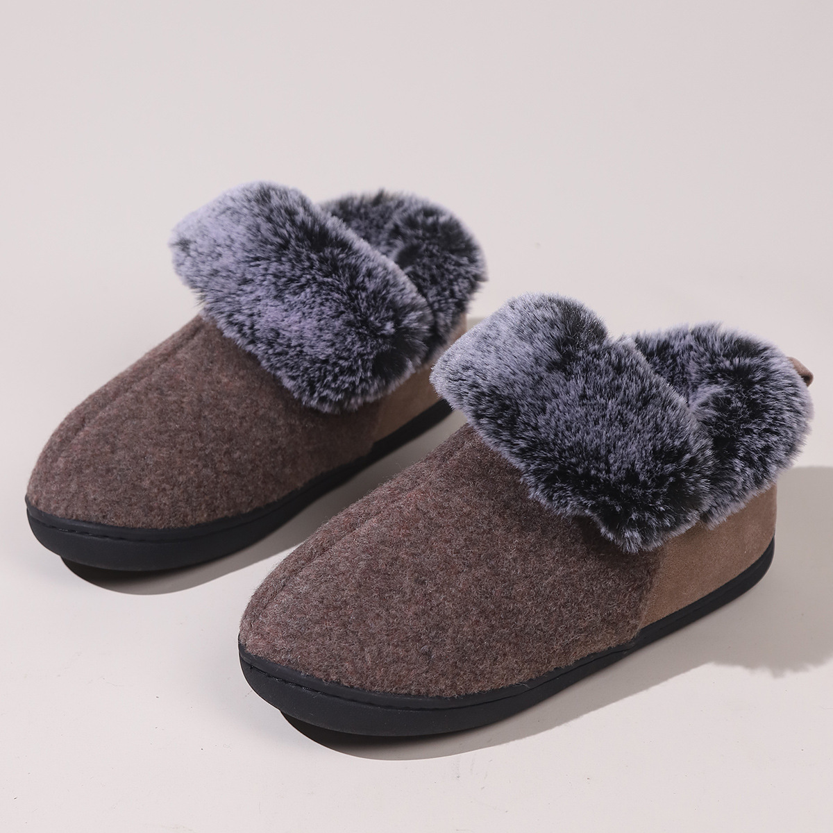 Wholesale Winter Fur Unisex Rubber Outsole Snow Boots Anti-slip Indooer And Outdoor Short Plush Snow Boots For Unisex