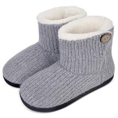 Custom OEM ODM Women Winter Warm Knitting Plush Slip-on Home Indoor Floor Shoes Anti-slip Comfortable Flats Warm Snow Boots