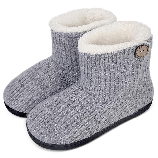 Custom OEM ODM Women Winter Warm Knitting Plush Slip-on Home Indoor Floor Shoes Anti-slip Comfortable Flats Warm Snow Boots