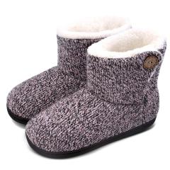 Custom OEM ODM Women Winter Warm Knitting Plush Slip-on Home Indoor Floor Shoes Anti-slip Comfortable Flats Warm Snow Boots